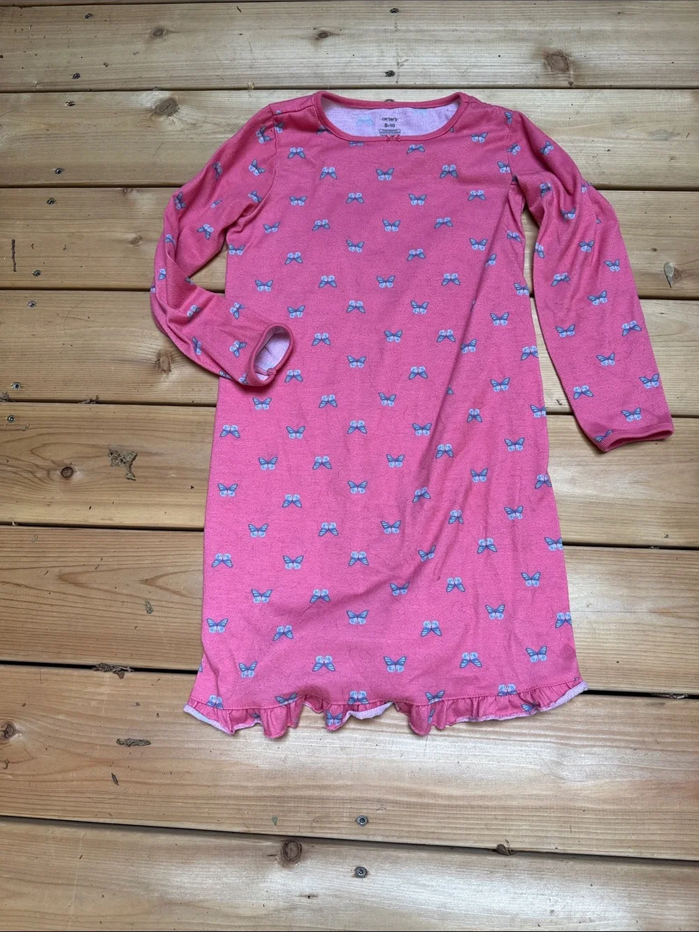 Carter's Pink Nightgown with Blue Butterfly Print